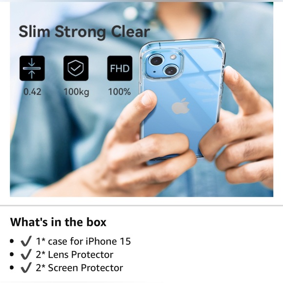 New! Unopened! 5 in 1 for iPhone 15 Case, with 2 Tempered Glass Screen Protector - Picture 11 of 13
